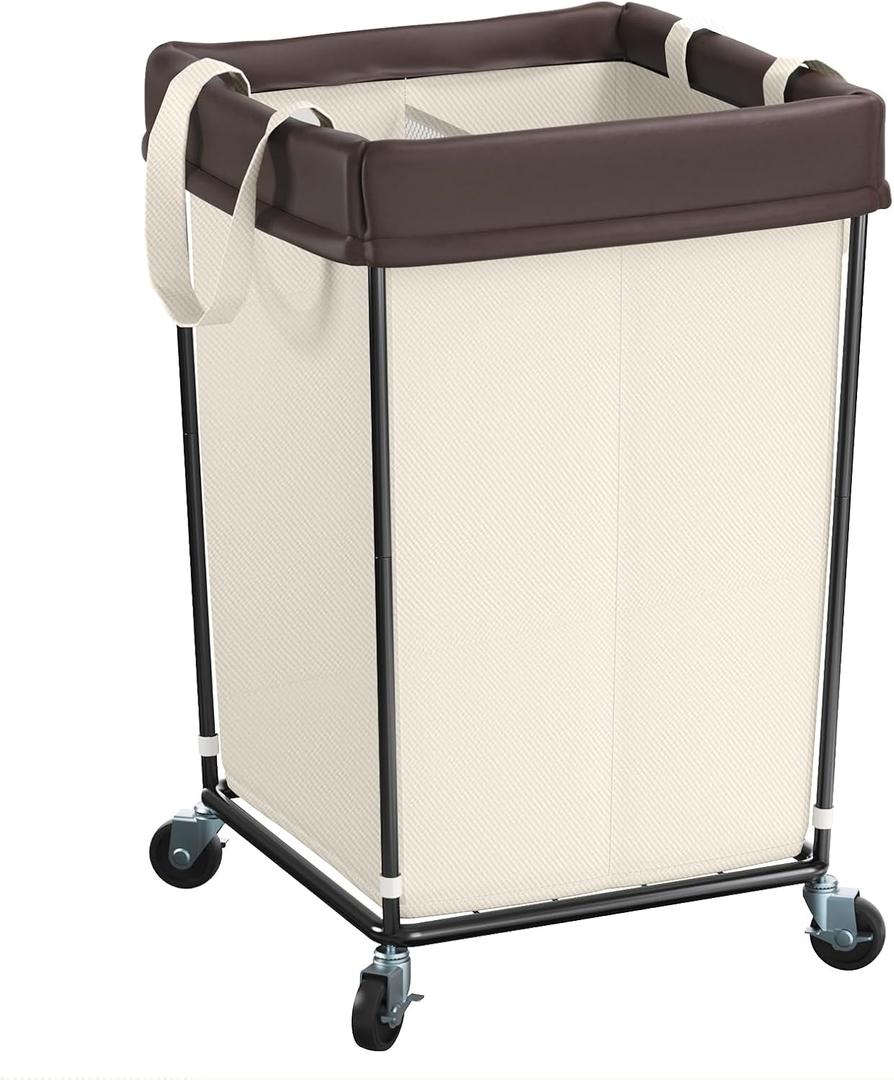 160L Laundry Basket with Wheels, 2 Section Large Rolling Laundry Hamper Bag with Wheels, Clothes Hamper Cart for Laundry, Bedroom, Bathroom and Dorm