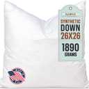 Pillowflex Synthetic Down Pillow Insert - 26x26 Down Alternative, Ultra Soft Large Square European Throw Pillow, Couch Euro Sham, Bed - 1 Decorative Form (26 Inch by 26 Inch)