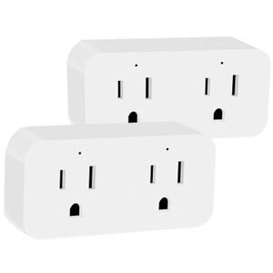 QIACHIP 16A WiFi Dual Smart Socket Outlet Plug 2 pack,Ewelink APP Control Remote Switch with Timer,2-in-1 Compact Design,Compatible with Alexa,Google Home, SmartThings