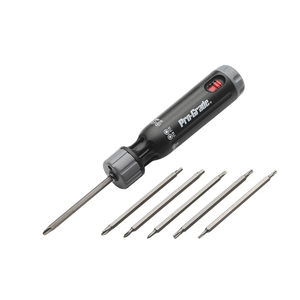 Pro-Grade Screwdrivers, Precision Bit Driver, 12-in-1 Tool, Plastic Handle, Ratcheting, Phillips, Slotted, Hex, Star, Dual End Bits.