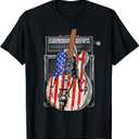 American Flag Guitar 4th of July Guitarist USA Country Music T-Shirt (Small, Black)