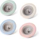 4 PCS Silicone Kitchen Sink Strainer,Large Wide Rim 4.5" Diameter