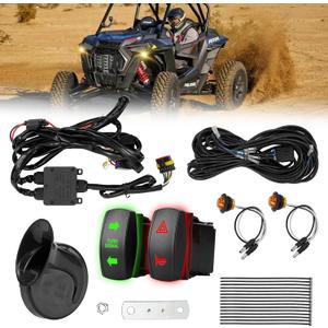 Pre-wired UTV ATV Turn Signal Kit, Universal Street Legal Kit with Horn/Hazard/Blinker Rocker Switch, Plug-and-play Design, Compatible with Polaris RZR, Can-Am, Kawasaki, Pioneer, CFMOTO