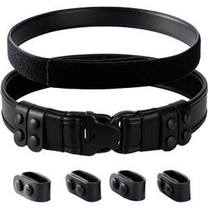 TACNEX 2" Duty Belt w/Hook Lining 4 Keepers 1.5" Reversible Inner Belt for Police Law Enforcement Security Plain Black (Large)