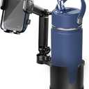 Cup Phone Holder for Car with Expandable Base, 2 in 1 Adjustable Hands Free Cell Phone Holders Car Cupholder Mount, Friendly Fit Large Bottle & iPhone All Cellphone for Truck SUV | No Shake Design (Black)