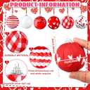 Riceshoot 12 Pcs Valentines Day Ball Ornaments 2.36 Inch Red Pink White Buffalo Plaid Decor Heart Balls Ornaments for Tree Valentine's Day Party Supplies Decorations (1.97 Inches/ 5 cm, Cute)