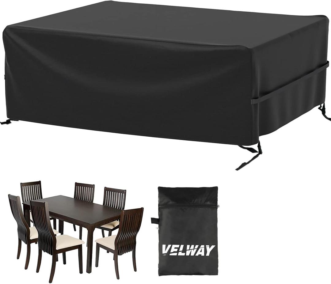 Velway Patio Furniture Cover Outdoor, Waterproof Rectangular Patio Table Chair Sofa Set Cover, 78Lx63Wx27H, All Weather Oxford Tear-Resistant Material with Zipper Carrying Bag Windproof Buckles