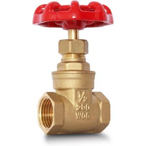 1/2" NPT Brass Gate Valve, Heavy Duty Female x Female Thread Manual Rotary Sluice Valve with Wheel Handle for Water, Oil, Gas, Industrial Plumbing, and HVAC Systems (1/2", DN15)