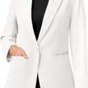 luvamia Dressy Blazers for Women Button Long Sleeve Lapel Business Casual Outfits Office Work Suit Blazer with Pockets (L)