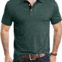 KUYIGO Mens Polo Shirts Short Sleeve Casual Summer Classic Collared Shirt (Green, XL)