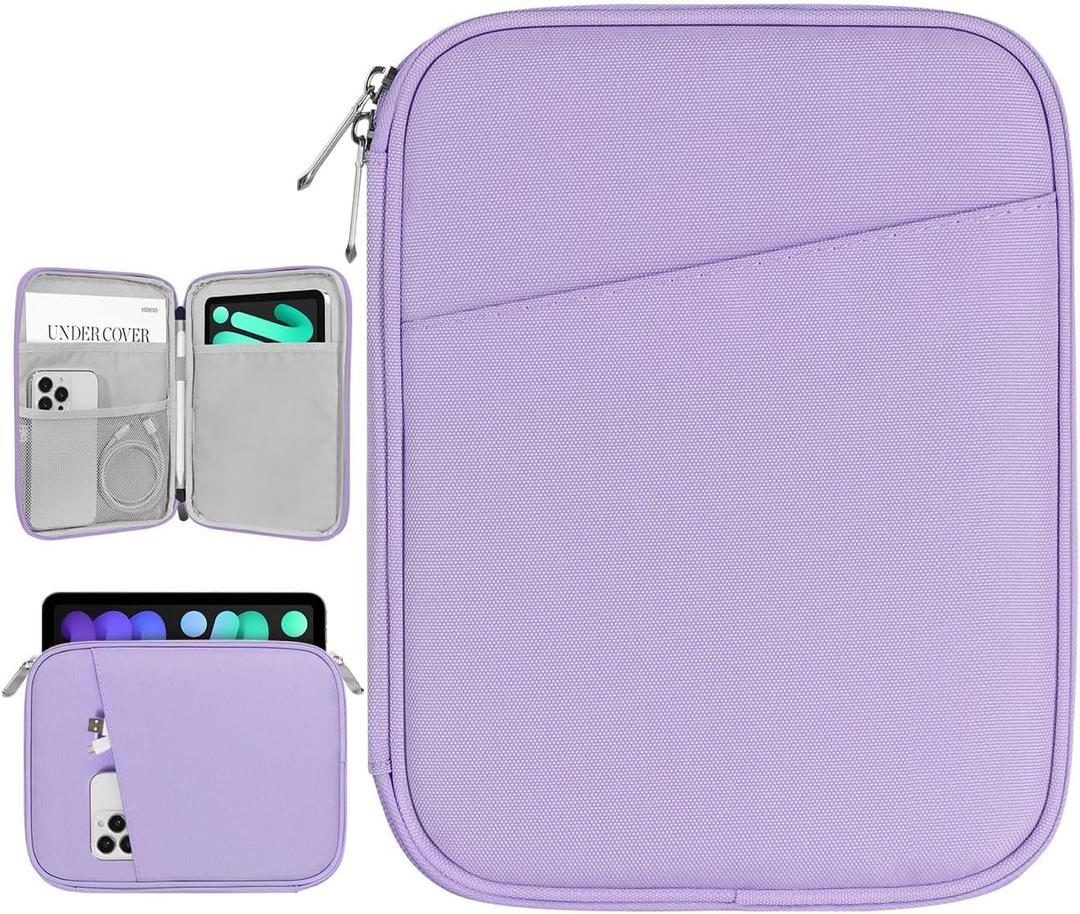 Dadanism 8-9 Inch Tablet Sleeve Bag Carrying Case for iPad mini 7th/6th 8.3", iPad mini 7.9", Galaxy Tab A7 Lite/A9 8.7", Remarkable Paper Pro Move 7.3" 2025, Tab M8 8", Tab M9 9", Grey Purple