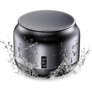 LFS Portable Bluetooth Shower Speaker, Waterproof Outdoor Wireless Speaker, Ultra-Long Play Time 15 Hours, TWS Pairing, Suitable for Home, Pool, Beach, Boating, Hiking, Camping (Silver)