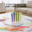 Ortarco Straw Holder Organizer for Cabinet Door, Reusable Tumbler Straw Storage Container, Large Acrylic Sticky Cupboard Door Straw Holder, Kitchen Accessories Container (Transparent)
