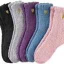 MQELONG Womens Super Soft Fuzzy Cozy Home Sleeping Socks Microfiber Winter Warm Slipper Socks (One Size, 5 Pairs Hearts)