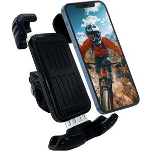 Bike Phone Holder, Phone Holder for Bike, Phone Holder Handlebar, Phone Mount, 360° Handlebar Mount with Secure Lock, Anti-Vibration Pads, Quick-Release Clamp, Fits 4.7″–6.8″ Smartphones