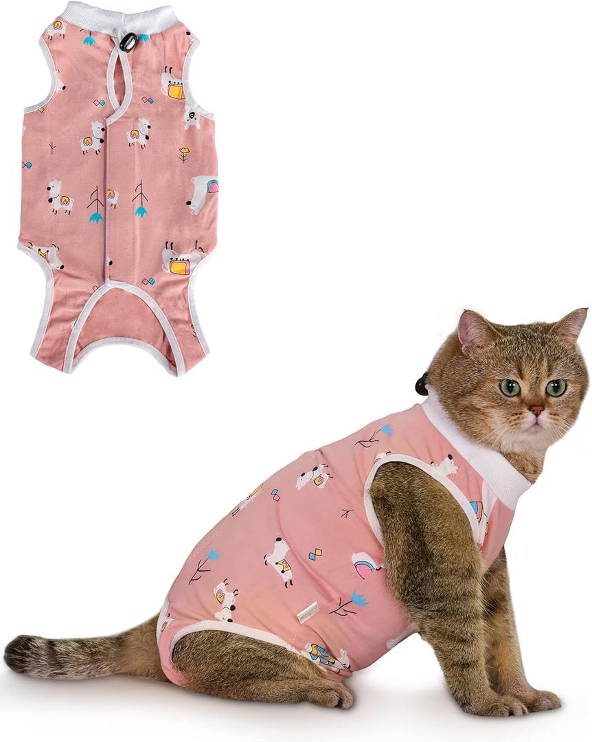 ANWA Cat Recovery Suit - Breathable Cat Onesie for Cats After Surgery Female, Kitten Surgery Recovery Suit Female Abdominal Wounds (Small, Alpaca)
