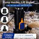 1 HP Sewage Grinder Pump, 4200 GPH Heavy Duty Cast Iron Waste Water Ejector with Cutting Blade, Auto Float Switch, Multi Size 2/1.5/1 Inch Discharge Ports for Basement Sump Basin & Sewage Well