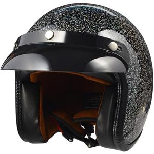 Harssidanzar Retro Motorcycle Helmet 3/4 Open Face Helmet Vintage Style for Men Women, DOT Approved CU601 (X-Large, Starlight-Black)