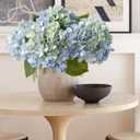 ZYTUYO 20" 4PCS Artificial Light Blue Hydrangea Flowers Large Faux Latex Real Touch Fake Hydrangeas Silk Bouquet with Leaves Stems for Family Table Office Wedding Party Arrangements