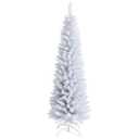 6 ft Unlit Slim Pencil Artificial Christmas Tree with Metal Stand White