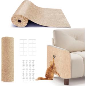78.7"X15.8" Cat Scratching Mat, Self-Adhesive Cat Scratch Carpet, DIY Cats Scratch Furniture Protector for Couch, Sofa, Wall & Door, Durable Furniture Guards Couch Scratcher from Cats Claws (Beige)