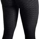 FITTOO Womens High Waist Textured Workout Leggings Booty Scrunch Yoga Pants Slimming Ruched Tights (Large, #1 Black)