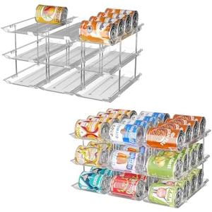 Can Organizer for Pantry, 6 Sets 3Tiers Can Storage Organizer Pantry, Soda Can Organizer for Fridge 72 Cans Rack Automatic Rolling Stackable Canned Food Organizer,Clear