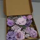 Artificial Flower Combination Box Set Artificial Flower Loose Leaves and Stems DIY Wedding Center Bouquet Bride Wedding Baby Shower(Lavender & Dark Purple)