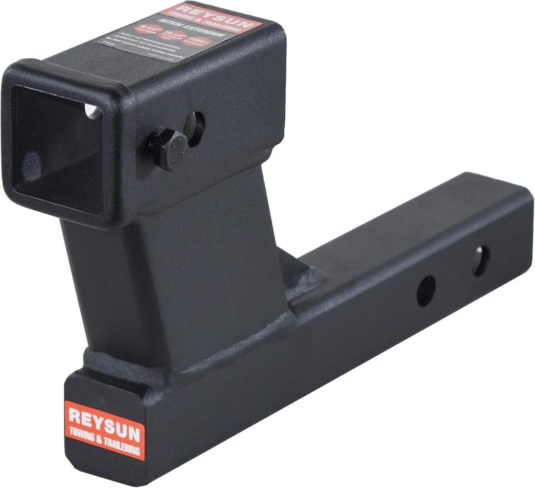 864129 Trailer Hitch Riser with 6-1/4 inch Rise/Drop for 2 inch Receiver Hitch Extension, 2 inch Shank, Matte Black (6 inch drop/rise)