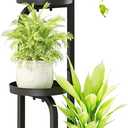 Bamworld Tall Plant Stand Indoor Outdoor, Corner Metal Flower Pot Stands for Multiple Plants, 4 Tier Heavy Duty Plant Shelf for Patio Garden Balcony Living Room Bedroom(Patent Design) (Matte Black)