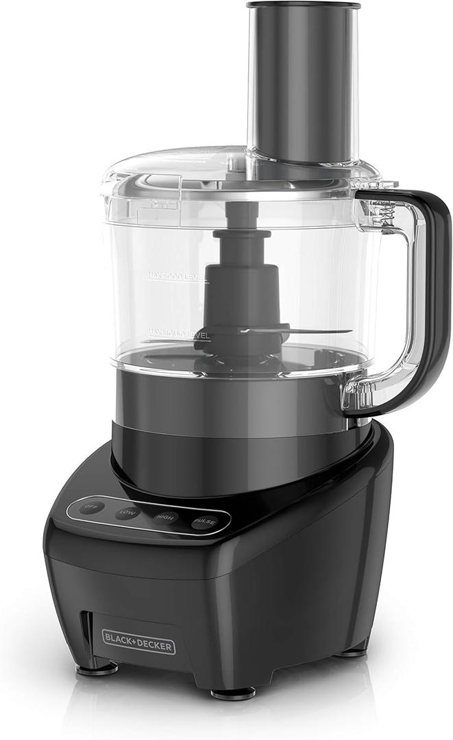 BLACK+DECKER 3-in-1 Easy Assembly 8-Cup Food Processor, Stainless Steel S-Blade, Easy-Clean, Touchpad Controls Black (Large)
