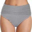 Tempt Me Women's High Waisted Bikini Bottom Tummy Control Ruched Bathing Suit Swim Bottom, Large