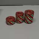 Ysleen 3 Rolls 24 Yards Christmas Red Green Ribbons Glitter Candy Cane Wired Ribbons for Christmas Tree Craft Gift Wrapping Decorative Supplies