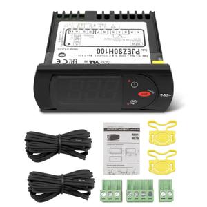 PJEZS0H100 Temperatur Controller Fit for Carel and All Refrigerator Types, 115V Digital Thermostat with Temperature Sensor Probe, Mounting Hardware and Instructions