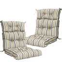 INTER HUT Outdoor Chair Cushions Set of 2, 46" x22”, Beige Stripes