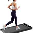 Walking Pad Under Desk Treadmill, Portable Compact Electric Walking Treadmill with Remote Control for Home Office, Quiet Fitness Machine (No Handle, Inky Black)