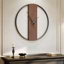 Large Wall Clock 24 Inch Decorative Modern Minimalist Wall Clocks for Living Room Decor, Silent Non Ticking Battery Operated Rustic Big Clock with Walnut Dial for Bedroom, Kitchen, Farmhouse, Office