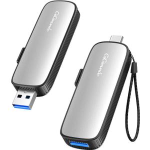 GiGimundo 2TB External Portable SSD, Up to 1073MB/s Dual Port USB C Thumb Drive USB 3.2 Gen 2+USB A Solid State Drives for iPhone 15/16/17/Android/Mac,Silver