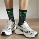 Alien Funny Socks Novelty Crew Socks For Women Men (Black)