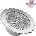 2 x Kitchen Sink Drain Strainer, Patented 304 Stainless Steel Reversible Mesh Strainer with Flexible Chain, Handcrafted Anti-Clog Garbage Disposal Tool, Easy to Clean - 1 Pack