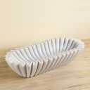 Large Decorative Bowl for Home Decor Long Dough Bowls Coffee Table Decor Centerpiece White Ruffle Scalloped Resin Modern Handicraft Bowl for Kitchen Counter Farmhouse Entryway Stylish Key Storage