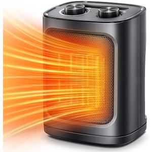 Kismile Small Space Heater for Indoor Use, Electric Ceramic Space Heater, Portable Heaters Fan for Office and Bedroom with Adjustable Thermostat ETL Listed, 1500W