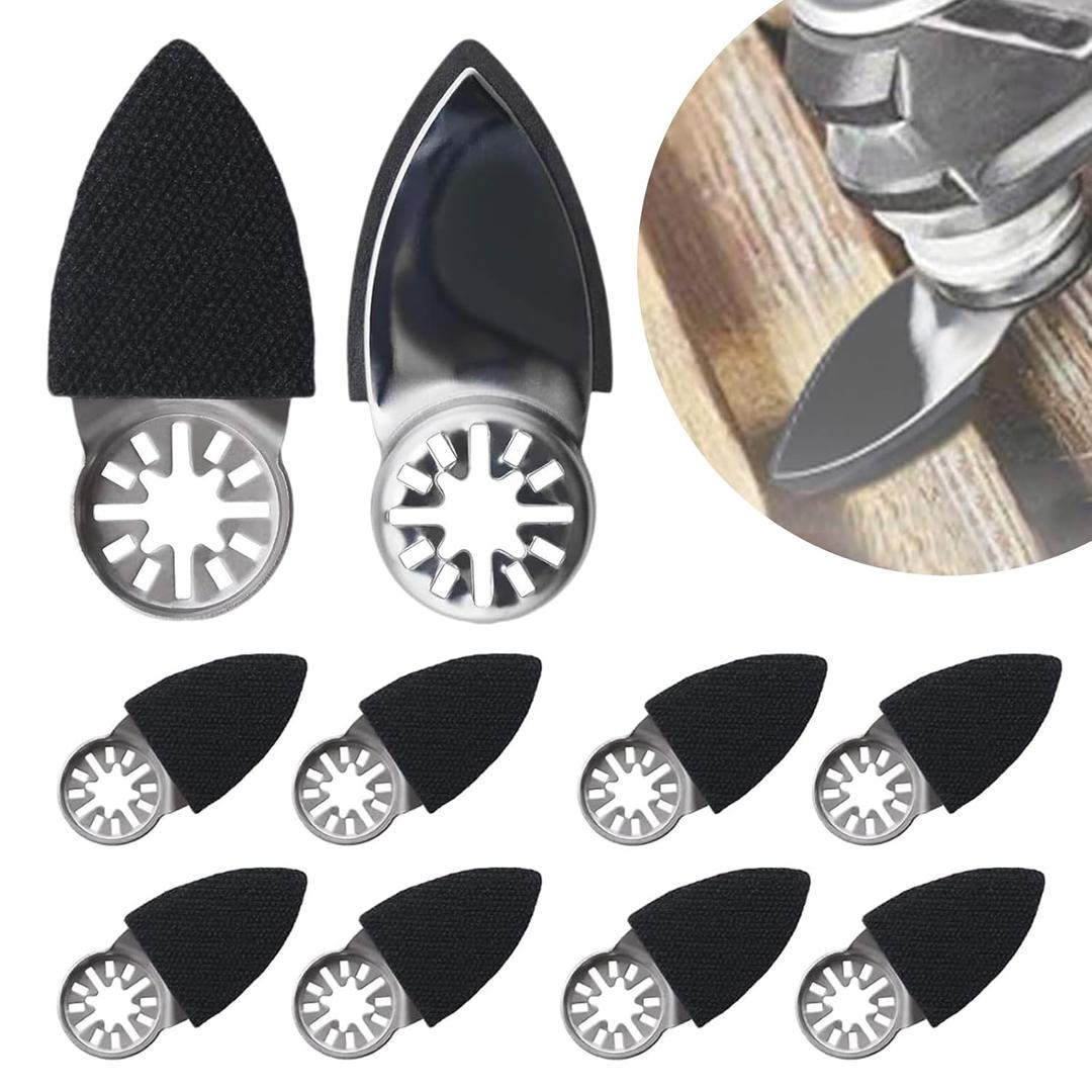 10 Pcs Oscillating Tool Sanding Pad, Triangular Finger Sanding Pads, Finger Sanding Pad for Multi Tool Sanding Attachment Surfaces Polish, Deburring, Mechanical Maintenance Cleaning