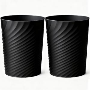 Bathroom Trash Can 1.8 Gallon Small Waste Basket Garbage Can for Bedroom Office Kitchen, 2 Pcak Black