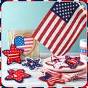 Geelin 18 Pcs Patriotic 4th of July Ornaments Patriotic Red Blue White Decoration for Tree Felt Star 250th Anniversary USA American Flag Tree Decorations 2.36 Inch Hanging Stars for Party Decor
