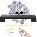 Tattoo Stencil Printer, Bluetooth Thermal Tattoo Printer Machine, D80 Portable Stencil Printers for Tattooing with 10pcs Transfer Paper, Compatible with iOS, Android and PC(Black)