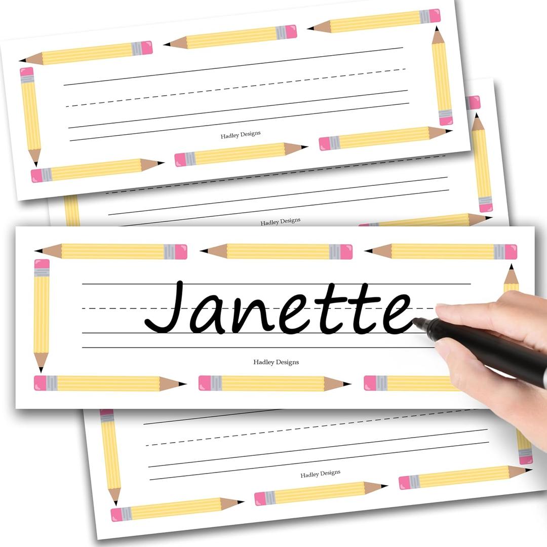 2 x Hadley Designs Desk Name Tags for Classroom - 25 Student Desk Name Plates for Classroom Decor, 9x3 Pastel Nametags Cubby Labels Teacher Supplies, 1st 2nd 3rd Grade Kindergarten Preschool Must Haves