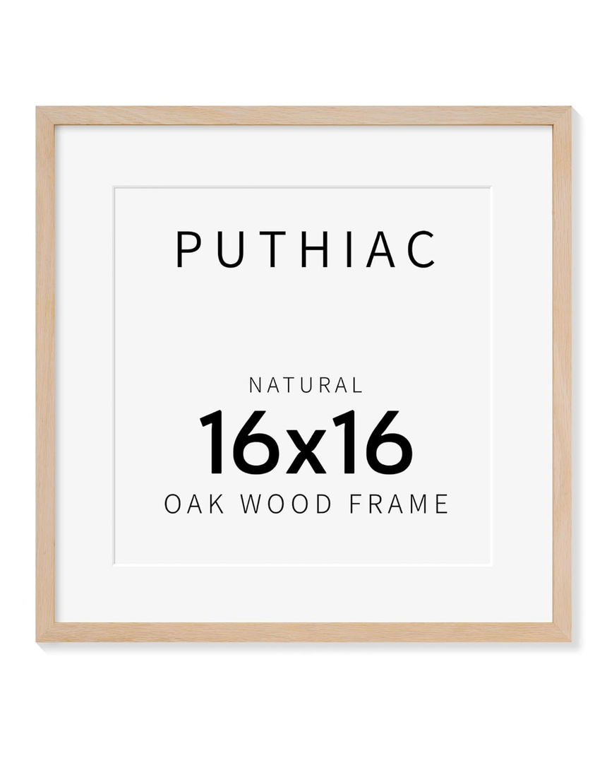 16x16 Picture Frames for Wall - Minimalist 16x16 Oak Wood Frames, 16"x16" Picture Frame Wood, Natural Solid Wooden Picture Frames for Wall Art Photo and Prints(1 Pack, Beige)