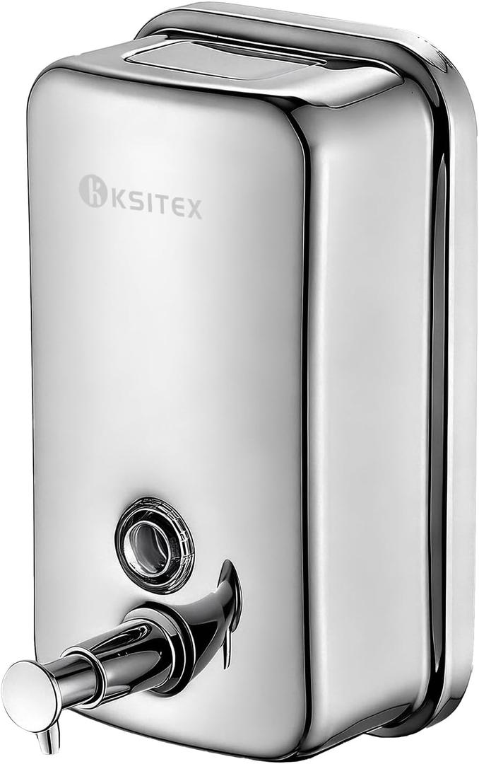 Stainless Steel Soap Dispenser Wall Mounted, 27oz Commercial Hand Soap Dsipenser, Manual Anti-Leak Pump Liquid Soap Dispenser, Rust-Proof Lining Hand Sanitizer Lotion Dispenser for Bathroom (27 OZ)