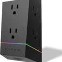 Titan 6-Outlet Surge Protector, LED Light Strip with Full Spectrum Color-Select, Outlet Extender, Compatible with Power Gaming PC, Laptop, Computer Setup, PS4, PS5, Xbox, Black, 57365